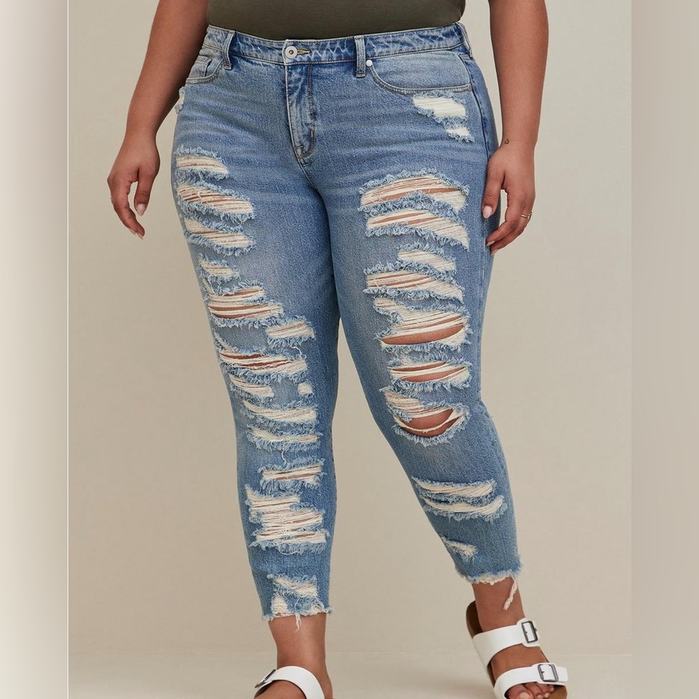 Torrid Vintage Stretch High-Rise Distressed Straight Jeans